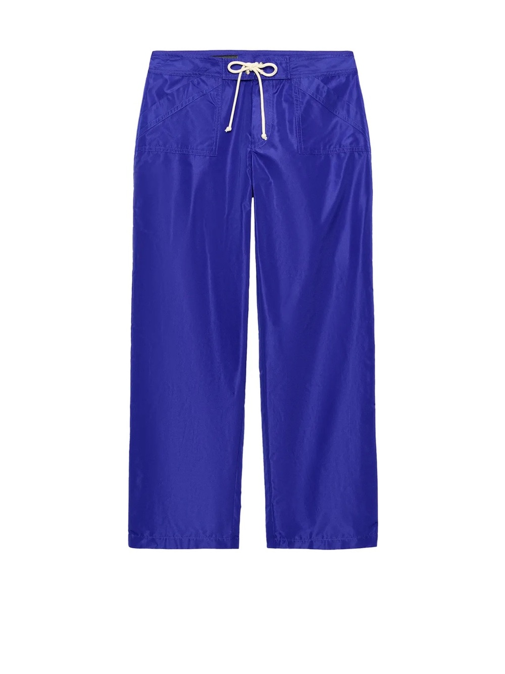 Zara Nylon Cropped Drawstring Pants Blue